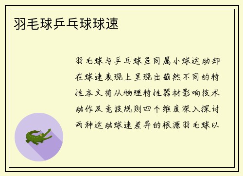 羽毛球乒乓球球速